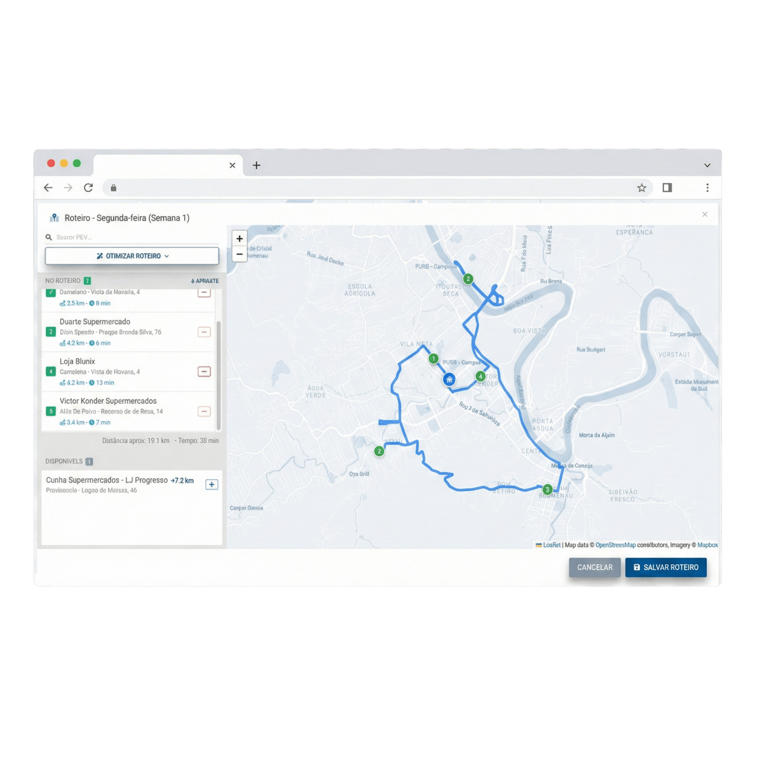 Tela de gestão de roteiros do TradeKing